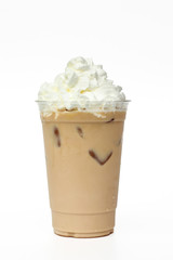 Iced coffee cafe latte with cream