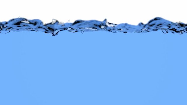 Blue liquid is filling the screen, 60 fps 3D animation with alpha mask