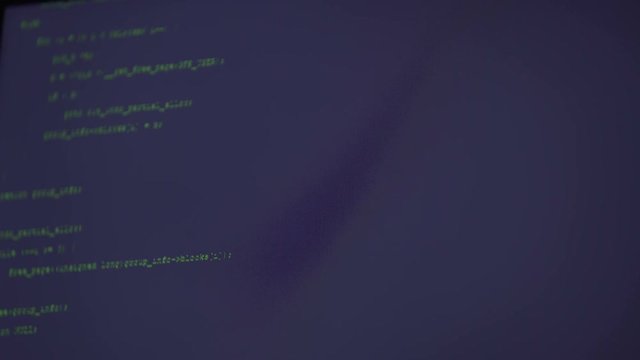 PC screen with programming code, access denied and granted, hacking process