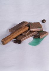 coffee beans, chocolate, cinnamon