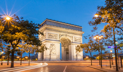 The Triumphal Arch at night, Paris.