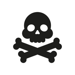 Skull and crossbones flat icon. Skull and crossbones isolated on white background. Pirates flag 