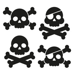 Skull and crossbones flat icon. Skull and crossbones isolated on background. Pirates flag 