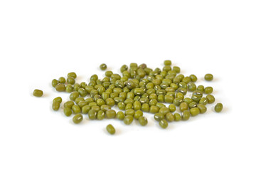 Green gram or Mung beans on white background - isolated