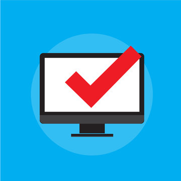 Software testing all devices find bugs and tester. Flat style icon. Blue color version. For your next project