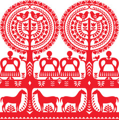 Seamless Polish folk art pattern Wycinanki Kurpiowskie - Kurpie Papercuts