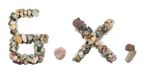 Ampersand,point,comma and multiplay sign with sea stones