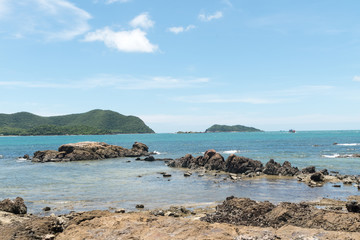Blue sea and beach rocks