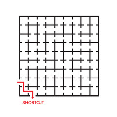 Black square maze with shortcut