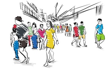 people in urban scene