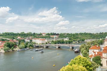 Obraz premium Panormic view of Prague from bridge tower, Charles bridge, Czech republic