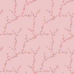 vector seamless texture of the branches on the white background, illustration with leave,can be used for wallpaper, pattern fills, web page background,surface textures, invitation card. Floral textile