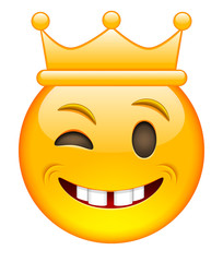 Eyewink Face with Crown. Eyewink Emoji with Crown
