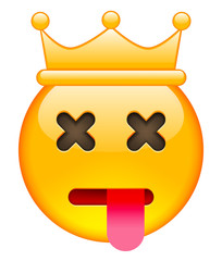 Dead Face with Crown. Dead Emoji with Crown