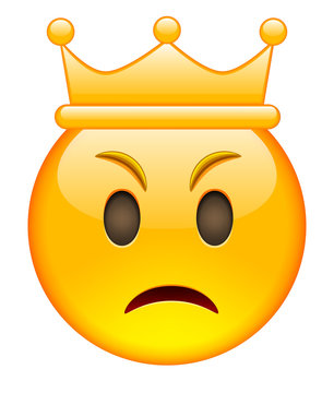Angry Face with Crown. Angry Emoji with Crown