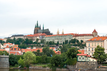 Naklejka na ściany i meble San Vito cathedral from Moldava riverside, Prague, Czech Republic