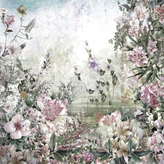 Panele Szklane  Akwarela malarstwo abstrakcyjne kwiaty. Wiosenne wielokolorowe kwiaty