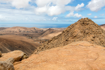 Beautiful volcanic mountains on  Fuerteventura. Canary Islands.