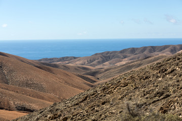 Beautiful volcanic mountains on  Fuerteventura. Canary Islands.