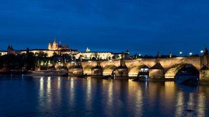 night view of Charles Bridge, Prague, Czech Republic
