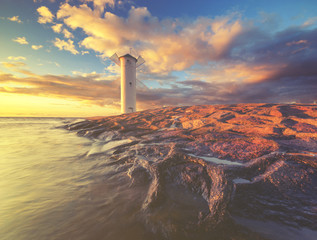 Seascape,sunset over the sea, color retro, vintage