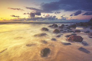 Seascape,sunset over the sea, color retro, vintage