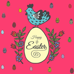 Easter card with chicken and egg