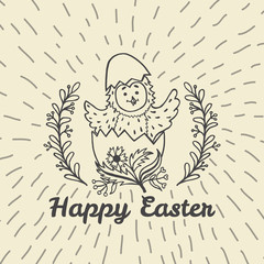 Easter card with chick and egg