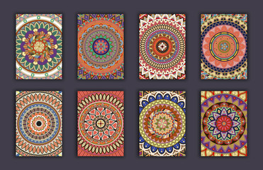 Collection retro cards. Ethnic backgrounds. Card of invitation.