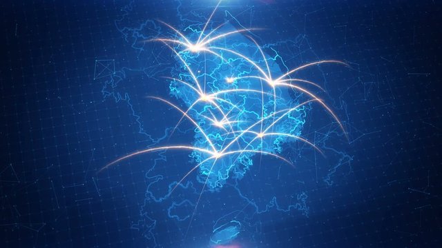 Map of the South Korea with the animated background.