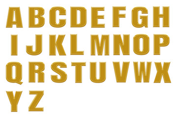 Golden alphabetic fonts.