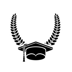 Graduation cap and wreath icon. University school and education theme. Isolated design. Vector illustration