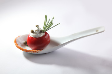 appetizer with cherry tomatoes and cheese buffet