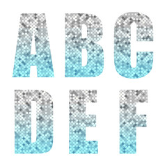 Beautiful trendy glitter alphabet letters with silver to turquoise ombre for your decoration