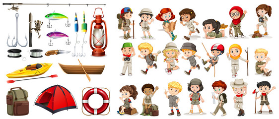 Children and camping equipment