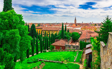 Fototapeta na wymiar Aerial view of Verona and Giusti Garden. Italy