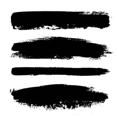 Set of black paint, ink brush strokes, brushes, lines. Dirty artistic design elements.