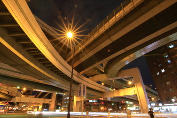 Fototapeta na wymiar highway junction in Osaka Japan