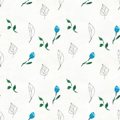 Seamless pattern with blue flowers