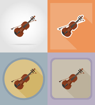 violin flat icons vector illustration