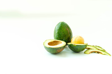 Avocado slices isolated on a white background