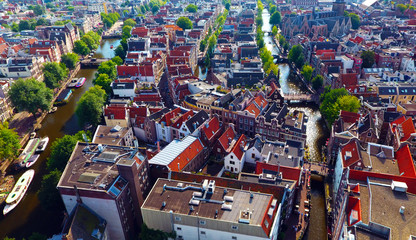 Vue aérienne du quartier rouge d'Amsterdam