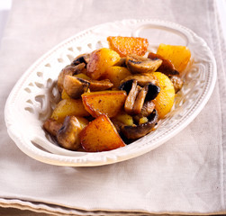Roasted potato and mushroom