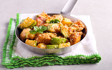 Zucchini and chicken fillet casserole