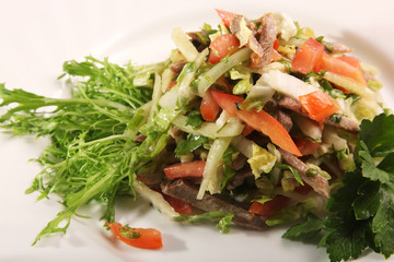 Salad with vegetables and beef