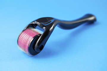 Naklejka premium Derma roller for medical micro needling therapy. Tool also known as: Derma roller, mesoroller, meso-roller, mesopen.