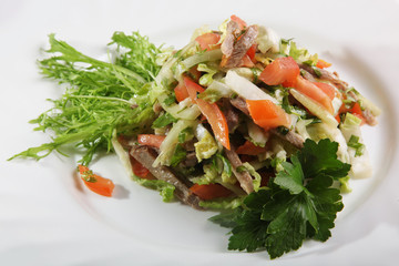 Salad with vegetables and beef