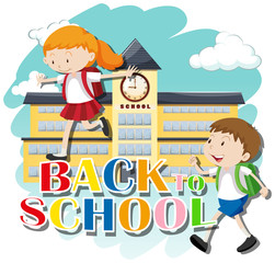 Plakat Back to school theme with kids at school