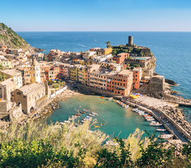 Obraz premium View of Vernazza, Cinque Terre Liguria