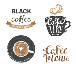 Set of vintage retro coffee badges and labels. Vector illustration in hipster style. 